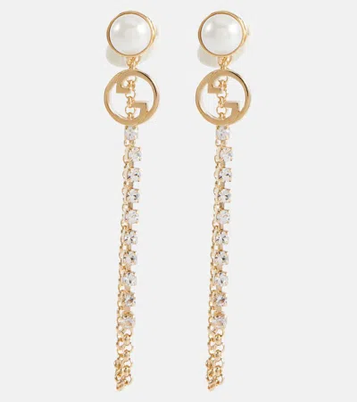 Gucci Blondie Faux Pearl Earrings In Gold