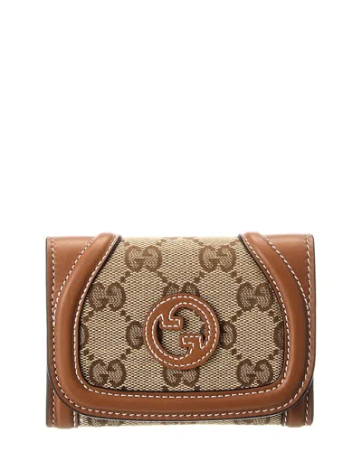Gucci Blondie Gg Canvas & Leather Card Case In Brown