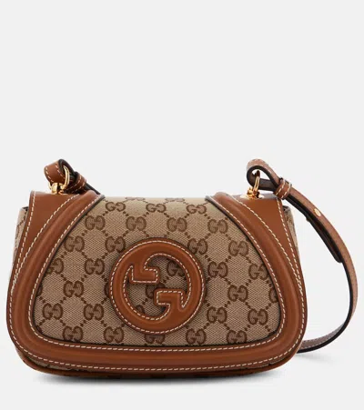 Gucci Blondie Gg Canvas Mini Shoulder Bag In Beige Ebony/sundial