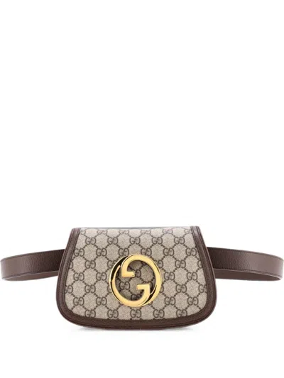 Pre-owned Gucci Blondie Gg Coated Canvas Belt Bag In Brown