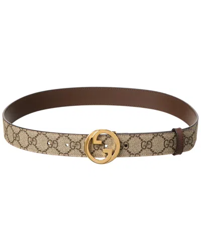 Gucci Blondie Gg Supreme Canvas & Leather Belt In Brown