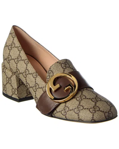 Gucci Blondie Gg Supreme Canvas & Leather Pump 976 In Brown