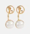 Gucci Blondie Interlocking G Faux Pearl Earrings In Gold