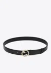 Gucci Blondie Interlocking G Leather Belt In Black