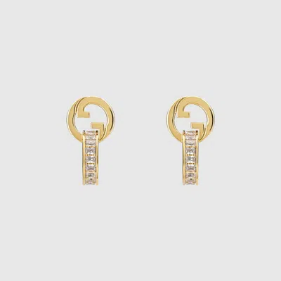 Gucci Blondie Intertwined Crystal Earrings In Gold