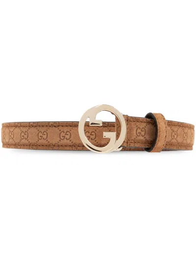Gucci Blondie Leahter Belt In Brown