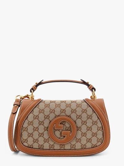 Gucci Blondie Leather And Original Gg Fabric Shoulder Bag