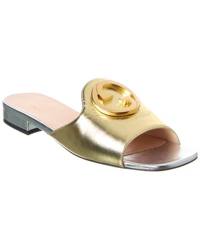 Gucci Blondie Leather Sandal In Gold