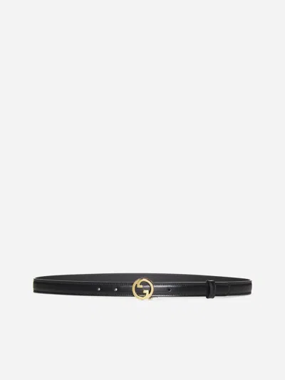 Gucci Blondie Thin Leather Belt In Black