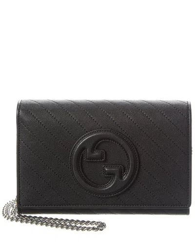 Gucci Blondie Leather Wallet On Chain In Black