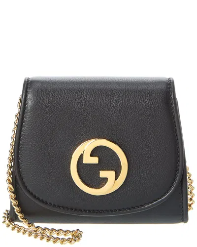Gucci Blondie Medium Leather Wallet On Chain In Black