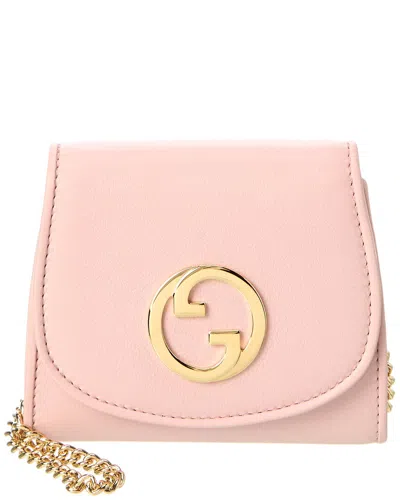 Gucci Blondie Medium Leather Wallet On Chain In Pink