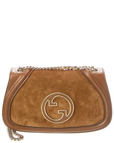 Gucci Blondie Medium Suede Shoulder Bag In Brown