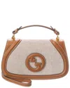 Gucci Medium Blondie Canvas And Leather Crossbody Bag In Brown