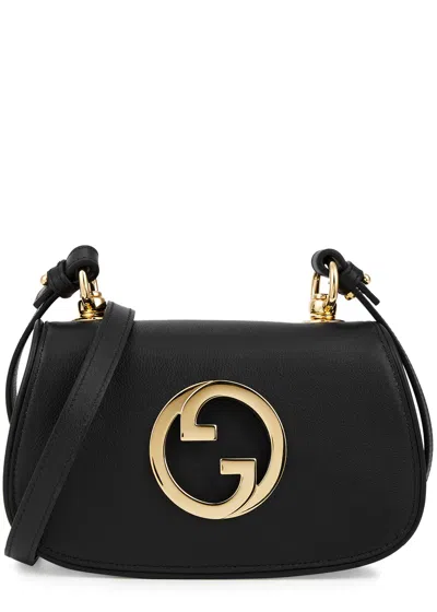 Gucci Blondie Mini Leather Saddle Bag, Saddle Bag, Black In Metallic