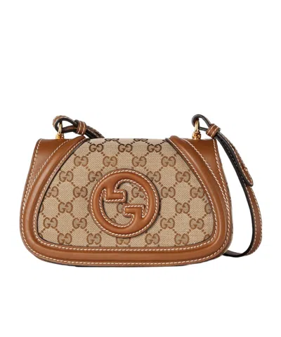 Gucci Blondie Mini Shoulder Backpack In Beige And Dark Brown