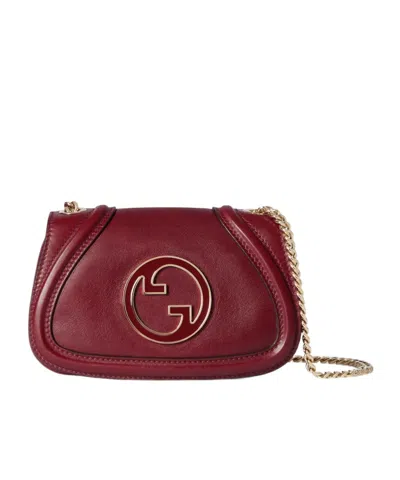 Gucci Blondie Mini Leather Shoulder Bag In Red