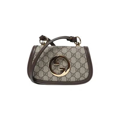 Pre-owned Gucci Blondie Mini Shoulder Bag 'beige/ebony/new Acero' In Grey