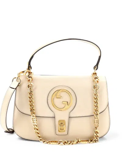 Pre-owned Gucci Blondie Nm Chain Top Handle Bag Leather Small Satchel In Neutrals