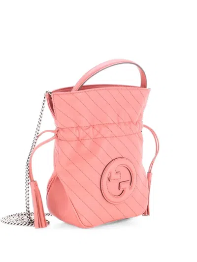 Pre-owned Gucci Blondie Nm Diagonal Quilted Leather Mini Bucket Bag In Pink