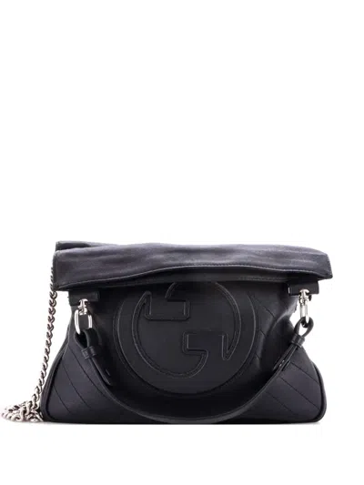Pre-owned Gucci Blondie Nm Diagonal Quilted Leather Small Tote Bag In Black