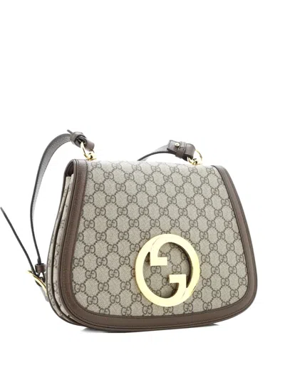 Pre-owned Gucci Blondie Nm Flap Leather Medium Shoulder Bag In Brown