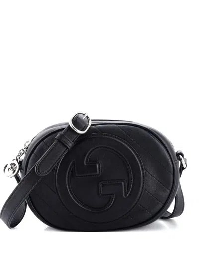 Pre-owned Gucci Blondie Nm Round Camera Bag Diagonal Quilted Leather Crossbody Bag In Black