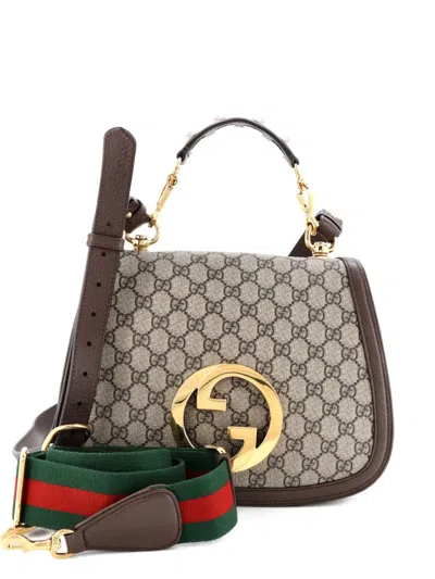 Pre-owned Gucci Blondie Nm Top Handle Bag Gg Coated Canvas Medium Satchel