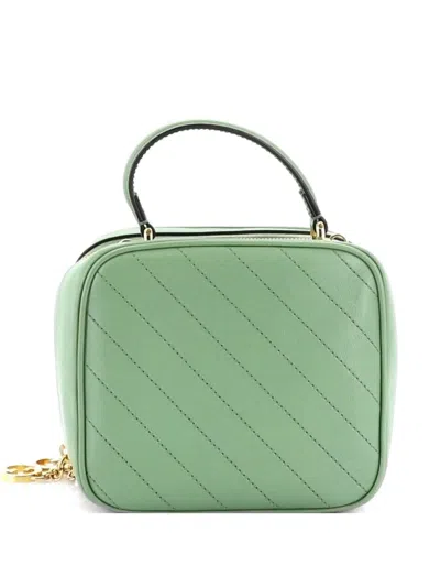 Pre-owned Gucci Blondie Nm Top Handle Shoulder Bag Diagonal Quilted Leather Satchel In Green