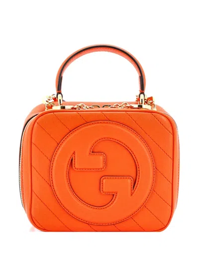 Pre-owned Gucci Blondie Nm Top Handle Shoulder Bag Diagonal Quilted Leather Satchel In Orange