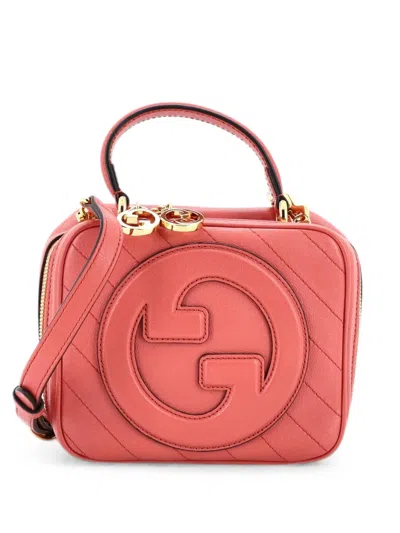 Pre-owned Gucci Blondie Nm Top Handle Shoulder Bag Diagonal Quilted Leather Satchel In Pink