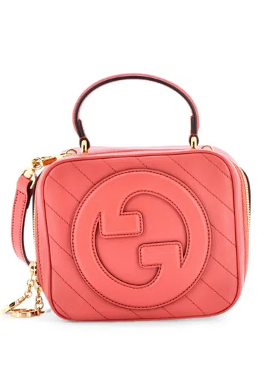 Pre-owned Gucci Blondie Nm Top Handle Shoulder Bag Diagonal Quilted Leather Satchel In Pink