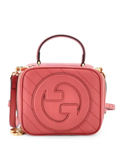 Pre-owned Gucci Blondie Nm Top Handle Shoulder Bag Diagonal Quilted Leather Satchel In Pink
