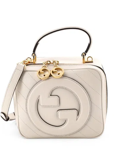 Pre-owned Gucci Blondie Nm Top Handle Shoulder Bag Diagonal Quilted Leather Satchel In White