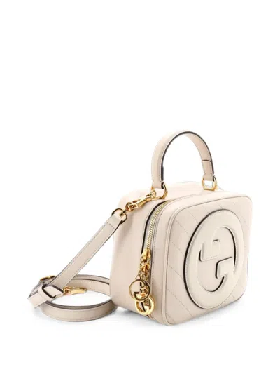 Pre-owned Gucci Blondie Nm Top Handle Shoulder Bag Diagonal Quilted Leather Satchel In White