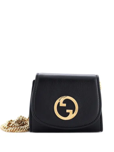 Pre-owned Gucci Blondie Nm Wallet On Chain Leather Medium Crossbody Bag In Black