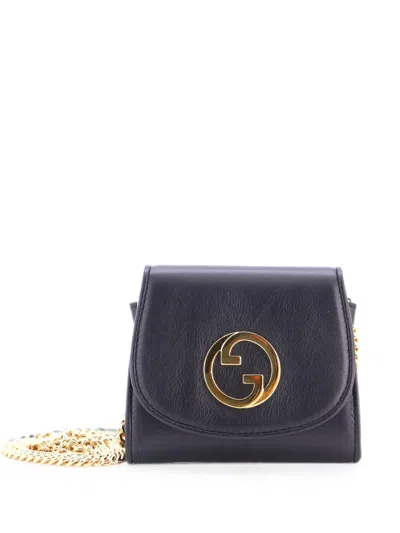 Pre-owned Gucci Blondie Nm Wallet On Chain Leather Medium Crossbody Bag In Black