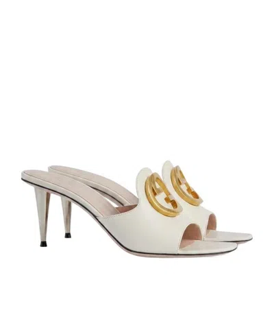 Gucci Blondie Open Toe Mules In White