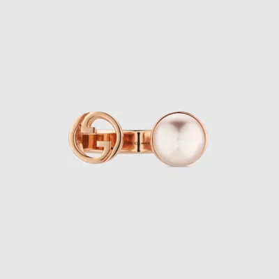 Gucci Blondie Resin Pearl Ring In Rose-toned Metal