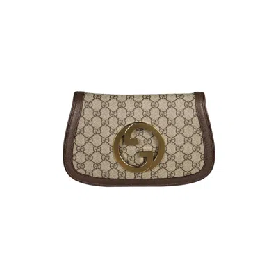 Pre-owned Gucci Blondie Shoulder Bag 'beige/ebony Supreme' In Grey