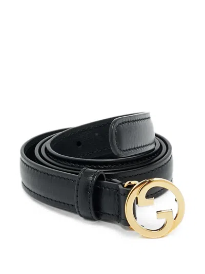 Pre-owned Gucci Blondie Slim Belt In Black