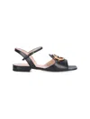 Gucci Interlocking G-logo Leather Sandals In Black  