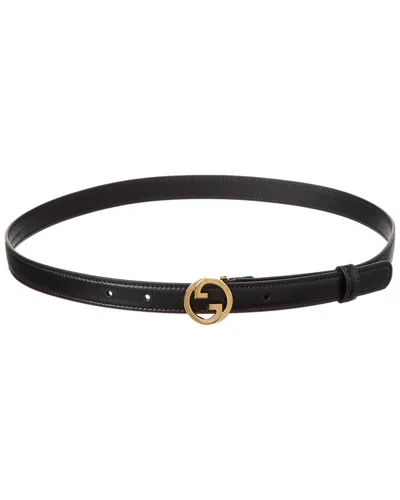 Gucci Blondie Thin Leather Belt In Black