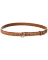 Gucci Suede Belt With All-over Gg Motif In Brown