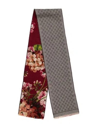 Pre-owned Gucci Blooms Print Scarf In Red