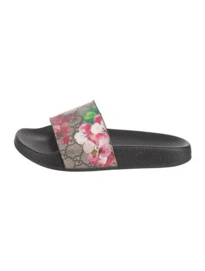 Pre-owned Gucci Blooms Print Slides In Neutral