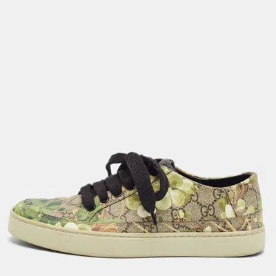 Pre-owned Gucci Blooms Size 38.5 Multicolor Gg Supreme Canvas Low Top Sneakers