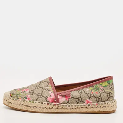 Pre-owned Gucci Blooms Size 39 Multicolor Coated Canvas Espadrille Flats