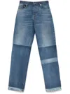 Gucci Blue Five Pocket Jeans With Lightened Effect And Logo Patch On The Back In Denim Woman In Blue