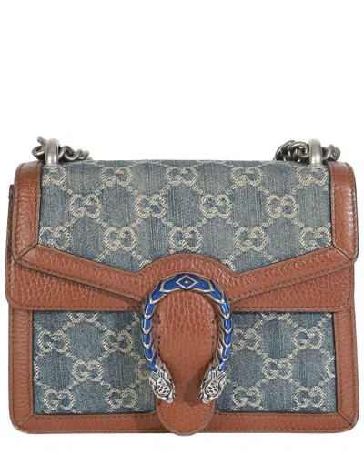 Gucci Blue & Brown Leather & Denim Enamel Mini Dionysus Bag (authentic Pre-loved)